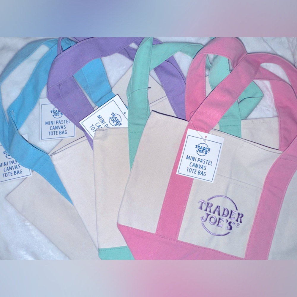 Trader Joe's Pastel Canvas Tote Bags